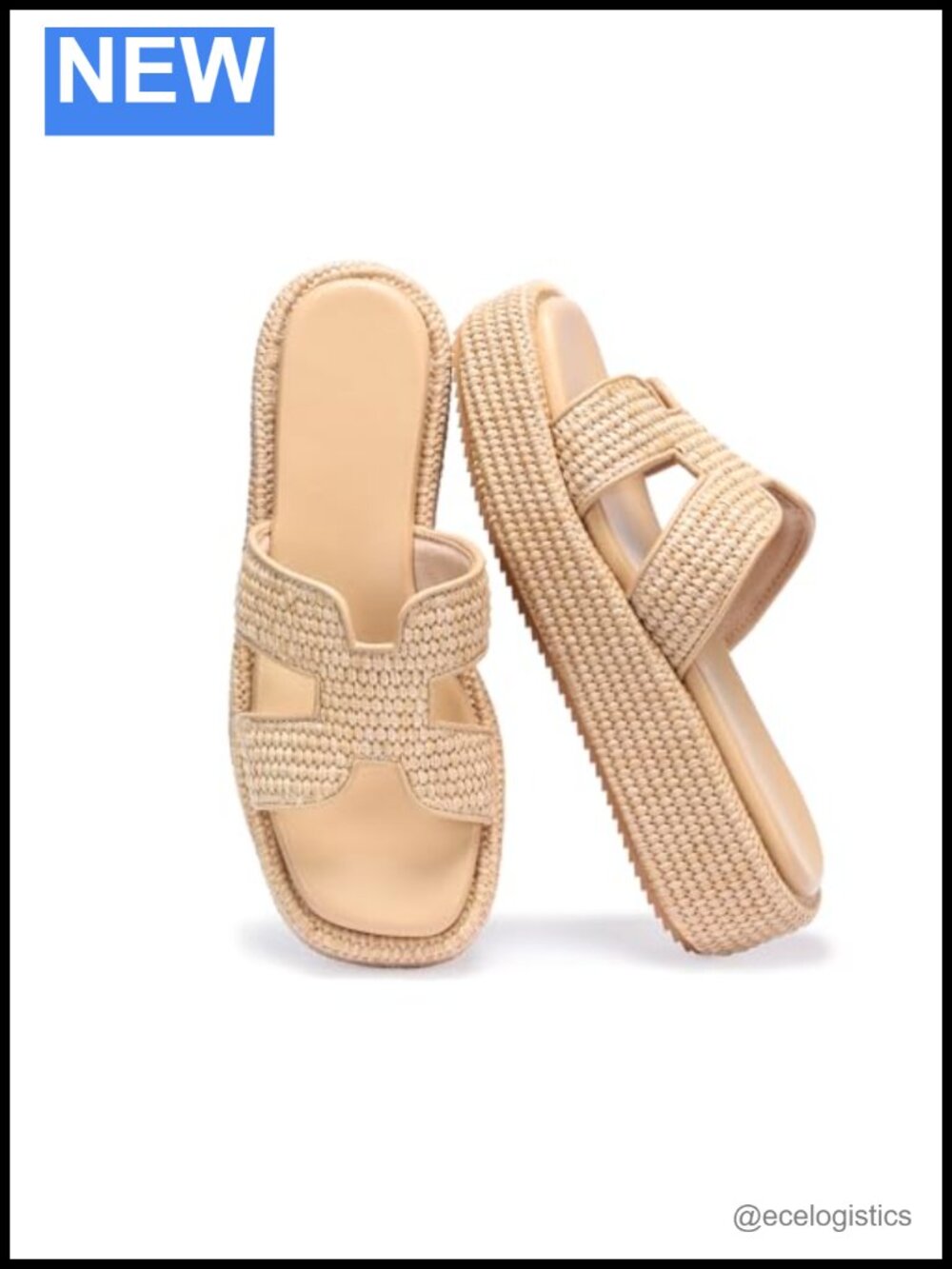 Woven Raffia Slip-On Espadrille Wedge Platform Sandals Summer Beach